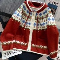 ราคา เสื้อแจ็คเก็ตสไตล์เกาหลี 2026 ฤดูใบไม้ร่วงฤดูหนาวหนาสไตล์ ฟิล เกาะ ย้อนยุค ผ้าแจ็คการ์ด คลุมด้วยผ้าถักคาร์ดิแกนผู้หญิงหลวมขี้เกียจเสื้อกันห (55252678807)