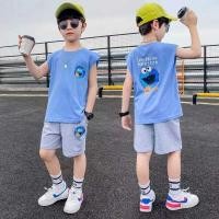 ราคา ชุดเสื้อแขนกุดและกางเกงขาสั้นสำหรับเด็กผู้ชาย ลายการ์ตูนทันสมัย ทำจากผ้าฝ้ายหลวม สบายในหน้าร้อน (53201040441)