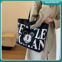 ราคา COD พร้อมส่ง กระเป๋าผ้าแคนวาสผู้หญิง ทรงสุภาพ ลายมิกกี้เม้าส์ พิมพ์ลายน่ารัก ผ้าหนา คุณภาพดี กระเป๋าผ้าทรงพัดสีดำขาว M 070 QualiNestX (57952722856)
