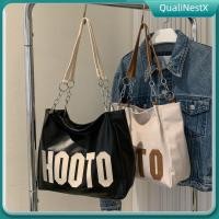 ราคา COD กระเป๋าถือหนังความจุขนาดใหญ่ พิมพ์ลายตัวอักษรเรียบง่าย กระเป๋าสะพายไหล่สายโซ่ QualiNestX (52701418560)