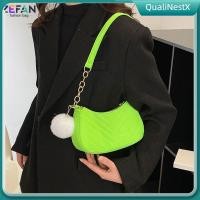 ราคา COD กระเป๋าสะพายไหล่หนัง PU สีสันสดใส สำหรับผู้หญิง กระเป๋าสะพายข้างใต้รักแร้ ประดับด้วยลูกขน กระเป๋าลำลองสำหรับสุภาพสตรี QualiNestX (54552039047)