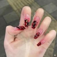 ราคา ปีใหม่สีแดงไล่โทนสีเล็บปลอม3ง สแควร์คริสตัล พลอยเทียม เล็บสําหรับทําเล็บมือเสื้อผ้ารองเท้างานฝีมือ ทําเอง (50851058397)