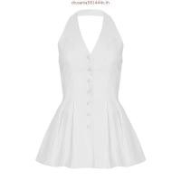 ราคา YEONG DRESS เดรสคอถ่วงกระดุม ทรงบานผ้าลินิน มีฟองด้านหลัง ไซส์ SML WOMENS Women (57450201853)