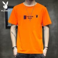 ราคา เสื้อยืด PLAYBOY Chest Print Logo Slim Fit Fashion Trend Young Casual Short Sleeve (48600697926)