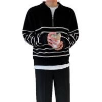 ราคา MNO 9 Sweater Z29 เสื้อสเวตเตอร์ไหมพรม แขนยาว คอปก แต่งซิป ลายทาง เสื้อกันหนาว เสื้อคลุมชาย สินค้าพร้อมส่ง ดำ กรม (55302183009)