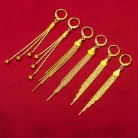 ราคา ทรายทองหูสายหญิงสไตล์ใหม่สไตล์ใหม่ทองเหลืองทอง หัวเข็มขัดพู่ต่างหูยาวจริงปลอมเลียนแบบสีทอง KMAH (54202783701)