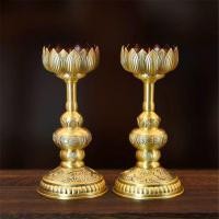 ราคา โคมไฟคู่และเชิงเทียนทองเหลืองลายลูกแก้ว สำหรับพิธีกรรมและงานแต่งงาน (54750585193)