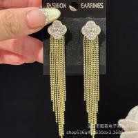 ราคา แสงหรูหราอารมณ์โคลเวอร์สี่ใบสีทองเพทายต่างหูพู่ต่างหูเงินสเตอร์ลิงต่างหูบรรยากาศ ฉัน (49151219249)