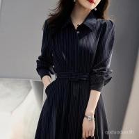 ราคา เดรสลายทาง สีน้ำเงินเข้ม เรียบหรู ใส่ทำงานได้ แบบทรงกระชับตัว ใหม่ฤดูใบไม้ผลิ (50350147527)