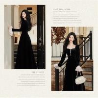 ราคา เสื้อกระโปรงสีดำเนื้อกำมะหยี่ สไตล์เฟรนช์คลาสสิก เรียบหรู พกพาง่าย ใส่ได้ในชีวิตประจำวัน (57502560467)