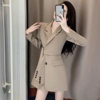 ราคา ชุดสูทผู้หญิงแขนยาว ฤดูใบไม้ร่วง ปุ่มสองแถวและเชือกลacet up ทรงเพรียวแคบเอว ดูเหมือนเทพธิดา (57252732356)