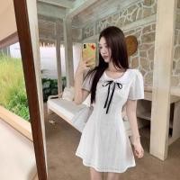 ราคา ชุดลูกไม้ สไตล์ฝรั่งเศส ทรงA line กระโปรงสั้น เอวเล็ก สบาย คลั้สิก (54850603213)