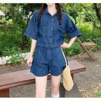 ราคา สาวไซส์ใหญ่ ชุดยีนส์สองชิ้น แจ็กเก็ตสั้นแขนสั้น มีดีไซน์ กางเกงขาสาสน หนาวันตัว (52051130975)