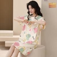 ราคา ชุดนอนสาวขนาดใหญ่ผ้าฝ้าย เสื้อโจ๊กยาวแขนสั้น 100 ผ้าฝ้าย หนาวสบาย สบายๆ แฟชั่น เครื่องนอน (45551604463)