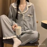 ราคา ชุดนอนสไตล์ใหม่ญี่ปุ่น แขนยาว ลูกไม้ คาร์ดิแกน กางเกงขายาว เหมาะสำหรับสวมใส่ในบ้าน (43765515692)