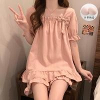 ราคา 2025ใหม่ ชุดนอนผู้หญิง เจ้าหญิง ฤดูร้อน แผ่นอกเสริม สวมง่าย น่ารัก (41059665527)