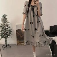 ราคา ชุดนอนแขนสั้นผ้าฝ้ายเมฆฤดูร้อนพร้อมแผ่นรองหน้าอกคงที่สไตล์เจ้าหญิงหวานกระโปรงยาวปานกลางน่ารักพิมพ์ชุดนอนฤดูร้อน ชุดบ้าน (40461442495)