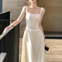 ราคา เดรสสายเดี่ยวขาว รัดรูป เอวคอด สำหรับคนตัวเล็ก สูงเพรียว ดูหรู สไตล์ฝรั่งเศส (40027188135)