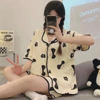 ราคา ชุดนอนผู้หญิงสองชิ้น แขนสั้น สไตล์เกาหลี สำหรับฤดูร้อนและใบไม้ร่วง ลายดอกไม้น่ารัก (41911362497)