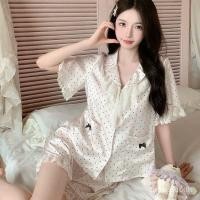 ราคา ชุดนอนผ้าไหมน้ำแข็งผู้หญิง สไตล์ญี่ปุ่น ลายจุดแขนสั้น กางเกงขาสั้น น่ารักและสวมใส่ง่าย (27941010620)