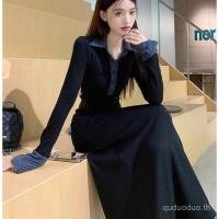 ราคา ชุดผู้หญิงแขนยาวสไตล์เกาหลี lapel ลายตัดต่อสี กระโปรงยาวเอวแคบ สlimming และเซ็กซี่ เหมาะสำหรับฤดูใบไม้ร่วง (53552604515)