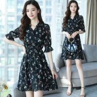 ราคา 2025 ซัมเมอร์ ไซส์ใหญ่ ผ้าสระดอกไม้ รัดเอว ลดหน้าท้อง คอวี มидนิ้ว สไตล์A (46251380459)