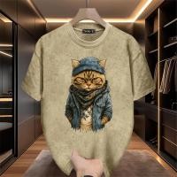 ราคา Sea Tee เสื้อยืด oversize ลายพิมพ์แฟชั่น เสื้อคอกลม cotton100 unisex วินเทจ แขนสั้น Cowboy Coat Cat (43767444270)