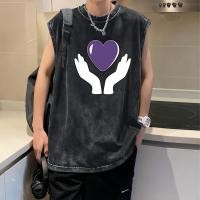 ราคา Sea Tee แขนกุด เสื้อยืด oversize ผ้าCotton 100 เสื้อกีฬา ลายพิมพ์แฟชั่น Both hands love vest สบายและนุ่ม S 3XL (55300591419)