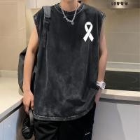 ราคา Sea Tee แขนกุดดำ เสื้อยืด oversize ผ้าCotton 100 เสื้อกีฬา ลายพิมพ์แฟชั่น lxts LOVE Ribbon vest สบายและนุ่ม 3XL (48250362062)