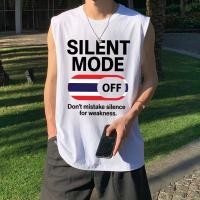 ราคา Sea Tee COD เสื้อสีขาว แขนกุด oversize เสื้อยืดชาย เสื้อกล้าม เสื้อบาส คอกลม แฟชั่น SILENT MODE OFF เสื้อกีฬา 2025 (41361153686)