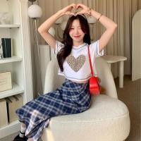 ราคา Sea Tee เสื้อ แขนสั้น เสื้อยืดคอกลมแขนสั้นเปิดสะดือแขนสั้น แฟชั่น หญิง สไตล์เกาหลี LOVE พิมพ์ลายหลวม (29686932715)