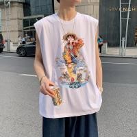 ราคา Sea Tee เสื้อสีขาว แขนกุด oversize เสื้อยืดชาย เสื้อกล้าม เสื้อบาส คอกลม แฟชั่น Luffy เสื้อกีฬา muscle 3xl (29438526486)