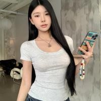 ราคา Sea Tee เสื้อยืดคอกว้าง รัดรูป ผ้านิ้มทรงสวย สีทึบ หญิง สไตล์เกาหลี (43119149752)