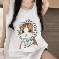 ราคา Sea Tee COD เสื้อกล้าม เสื้อยืด oversize เสื้อ cotton100 เหมาะสำหรับฤดูร้อน เเขนกุด เสื้อแฟชั่นผู้หญิง Cat Speck (41609431440)