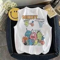 ราคา COD เสื้อยืด แขนกุด เสื้อกล้าม oversize ผ้าCotton100 แฟชั่น แนวสตรีท เสื้อผู้ชาย DEKKUY แขนสั้น หญิง สีขาว s 3xl (29684907052)