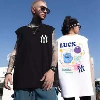 ราคา เสื้อกล้าม แขนกุด oversize cotton100 sleeveless shirt luck พิมพ์ลาย ผู้ชายและผู้หญิง เสื้อบาส แฟชั่น เพาะกาย เสื้อยืด (26682367937)