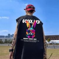 ราคา COD เสื้อยืด แขนกุด เสื้อกล้าม oversize ผ้าCotton100 แฟชั่น แนวสตรีท เสื้อผู้ชาย GOODLUCK แขนสั้น สีขาว s 3xl (29084907172)