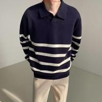 ราคา ผู้ชายตัดกันสบายๆโปโลคอปกแขนยาวเสื้อกันหนาวเกาหลีลายถักเสื้อกันหนาว (47602448261)