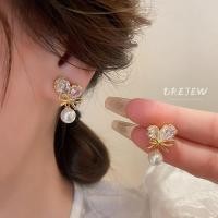 ราคา Drew ชุบไฟฟ้าเข็มเงินเพทายกุทัณฑ์ต่างหูมุกแฟชั่นซอกหูกระดุมต่างหูอารมณ์ (29879575699)