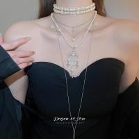 ราคา สร้อยคอมุกฝังเพชรพร้อมลูกปัดและไม้กางเขน แฟชั่นและสง่างาม (41968983036)