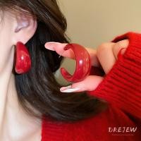 ราคา เดรเจว เข็มเงินสมอแหวนสีแดง สฟุมาโต ต่างหูสตั๊ดเรซินการออกแบบแฟชั่นที่เรียบง่ายต่างหู (28866323321)