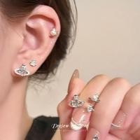 ราคา DREW 6 ชิ้น เข็มเงิน Star Zircon Saturn ต่างหู สตั๊ด สไตล์ มุกเทียม (41403328493)