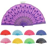 ราคา สตาร์ไซเวย์ พัดลมมือ ที่จับพลาสติกเลื่อมพัดลมเต้นรํานกยูงเสาสีตกแต่งบ้านสไตล์จีนพัดลมพับ (53553196379)