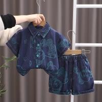 ราคา เด็กชายหล่อเสื้อผ้าเด็กฤดูร้อนใหม่สาวยีนส์ชุดเด็กเสื้อผ้าพิมพ์หมีอึกางเกงขาสั้น2ชิ้นชุดเด็กวอร์ม0 5ปี (27784184155)