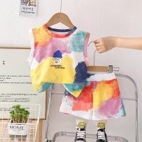 ราคา 2 ชิ้นชายหญิงเสื้อผ้าฤดูร้อนมัดย้อมเด็กเด็กชุดกีฬาเสื้อกั๊กและกางเกงขาสั้นชุดเด็กเด็กลําลองแฟชั่นสูท (28050298858)
