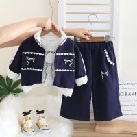 ราคา ใหม่ฤดูใบไม้ผลิฤดูใบไม้ร่วงสาวเสื้อผ้าชุดเด็กทารกโบว์ซิปแจ็คเก็ต ผ้าฝ้าย เสื้อยืด ไมโครดึงกางเกง3ชิ้นสูทสําหรับเด็กเด็กชุดแฟ (44801212525)