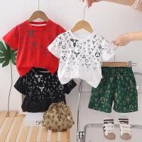 ราคา เด็กทารกแขนสั้นชุดวอร์มเสื้อผ้าฤดูร้อนเสื้อยืด กางเกงขาสั้นเด็ก2ชิ้นชุดสวมใส่เด็ก (29372941145)