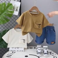 ราคา ใหม่2025เด็กชายเสื้อผ้าเด็กฤดูร้อนสาวชุดกีฬาเด็กเสื้อผ้าผ้าฝ้ายส่วนบุคคลกระเป๋าซิปเสื้อยืดกางเกงขาสั้นผ้ายีนส์2ชิ้นชุดเด็กวอร์ม0 5ปี (28076447144)
