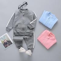 ราคา ชุดแฟชั่นแขนยาวสำหรับเด็ก ผ้าฝ้ายมีซิบพร้อมกางเกงวอร์มแบบเกาหลี (57600682549)