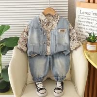 ราคา ชุดแฟชันเสื้อผ้าเด็ก 3 ชิ้น เซ็ตกั๊กยีนส์ กางเกงยีนส์ และเสื้อพิมพ์ลาย สบายๆสำหรับเด็กอายุ 0 5 ปี (44007715228)